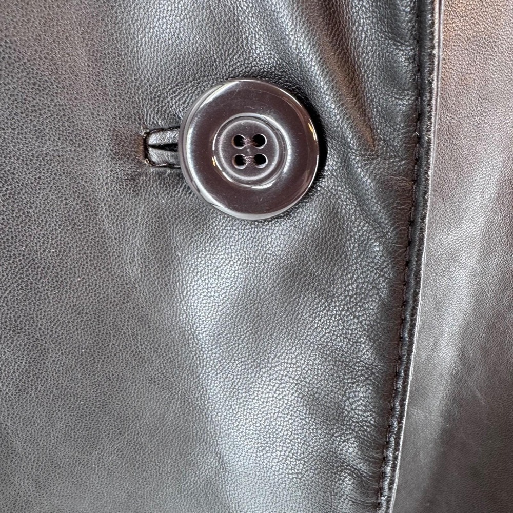 Vintage Chosen Couture XL Black Leather Blazer Jacket Women's Mid Length Parisia - Picture 4 of 16